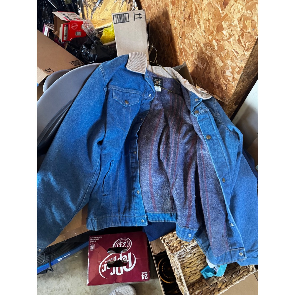 Vintage Saddle King by Key Western Denim Jacket Blanket Lined Corduroy Collar 46